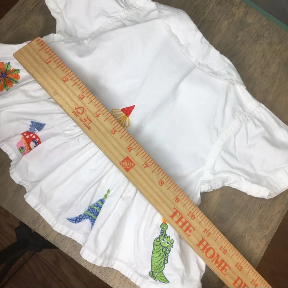 Oilily Baby Girl White Dress Size 68 (6 months US) Embroidered Cotton India